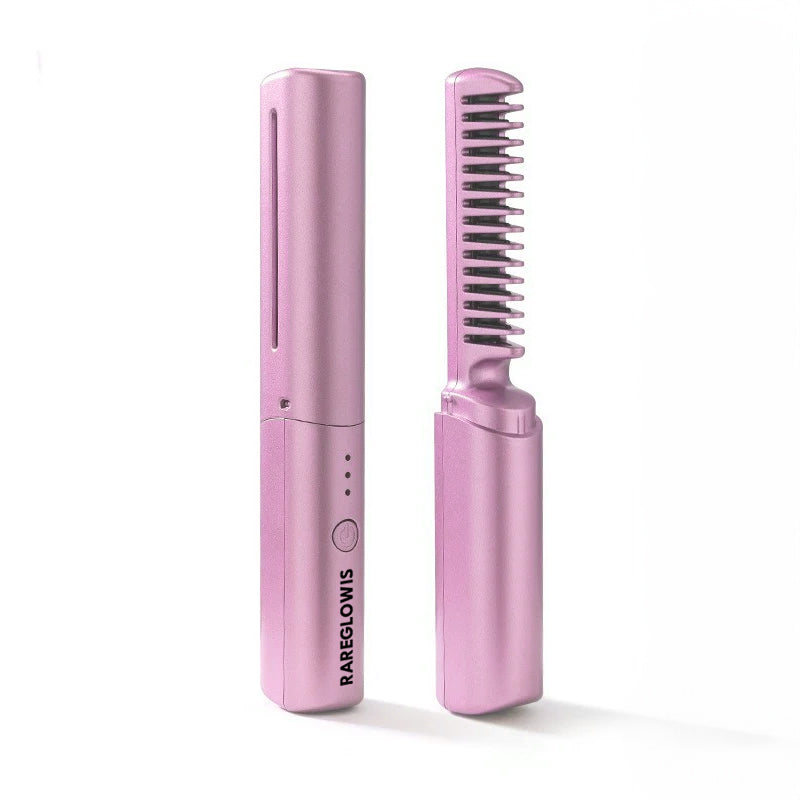 Professional Wireless Hair Straightener Curler Comb Fast Heating Negative Ion Straightening Curling Brush Hair Styling Tools