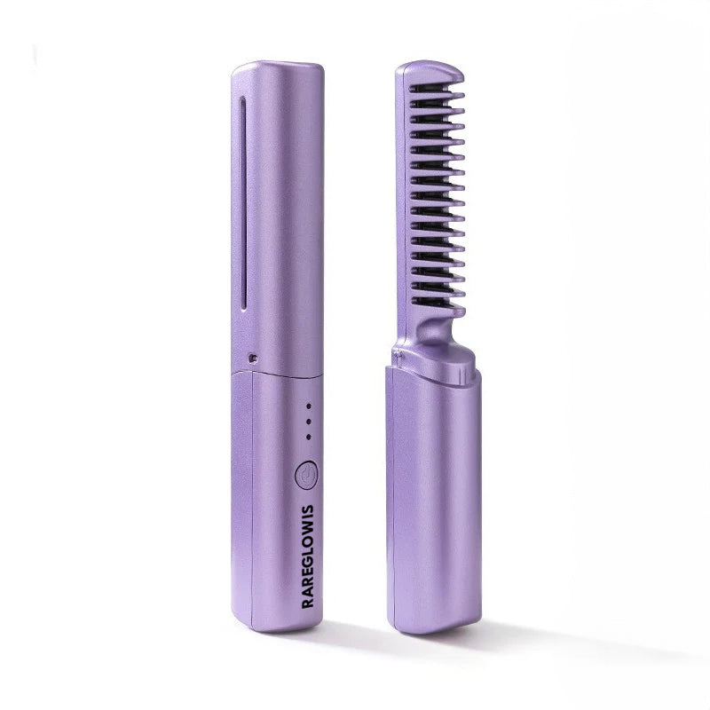 Professional Wireless Hair Straightener Curler Comb Fast Heating Negative Ion Straightening Curling Brush Hair Styling Tools